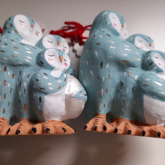 Anthropologie Owl Family Christmas Hanging Decoration x